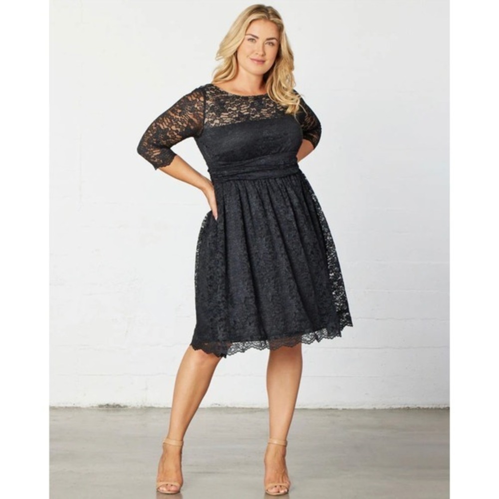 NWT Kiyonna Luna Lace Black Cocktail Dress Size 5X